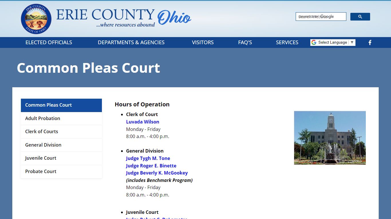 Common Pleas Court - Erie County, Ohio